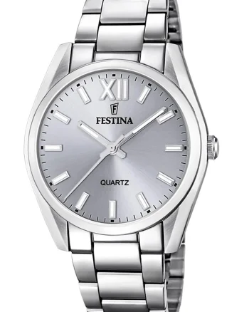 Ceas quartz cu cadran cu logo, Argintiu