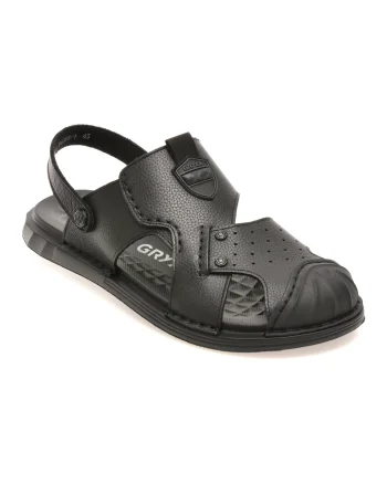 Sandale GRYXX negre, T6388, din piele naturala