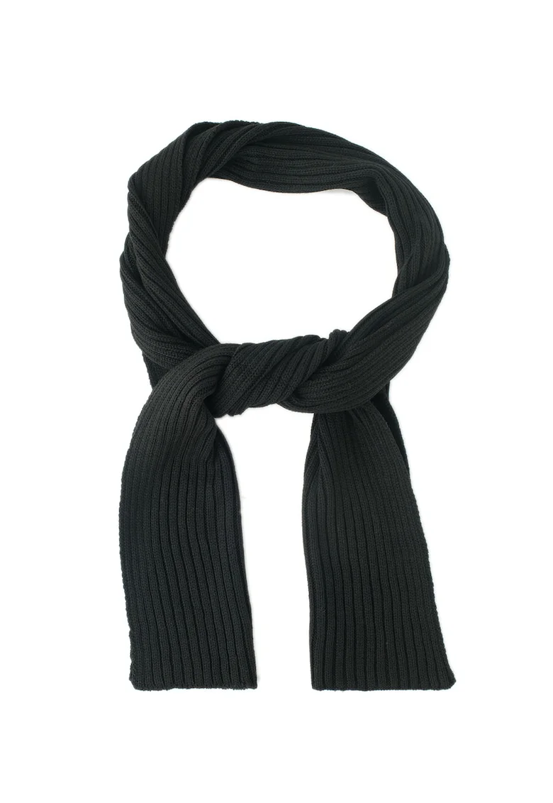 Fular din tricot cu striatii Wilbert, Negru