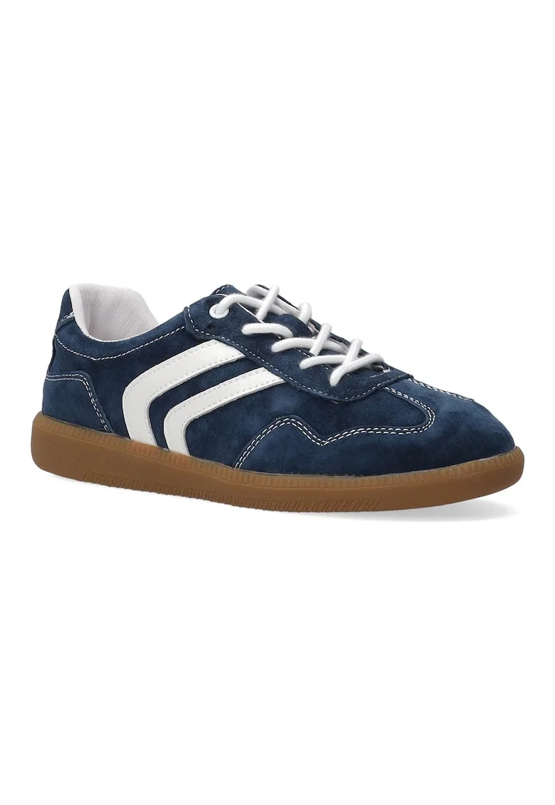 Pantofi sport din piele intoarsa cu cusaturi contrastante