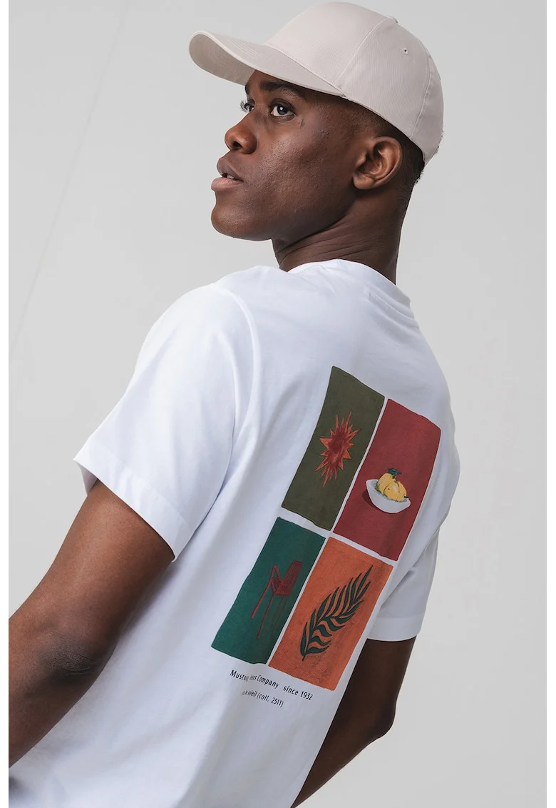 Tricou cu decolteu la baza gatului Akron, Alb optic