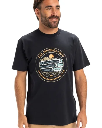 Tricou regular fit cu imprimeu, Negru stins/Portocaliu pal/Albastru
