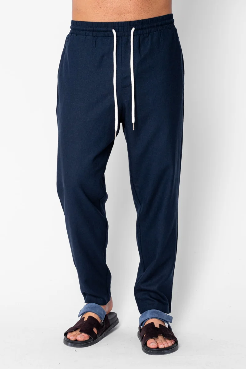 Pantaloni lungi din IN cu snur Navy