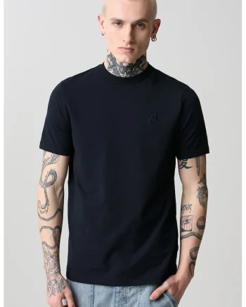 Tricou uni cu decolteu la baza gatului, Albastru ultramarin