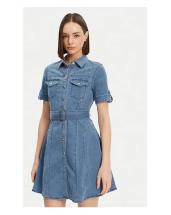 Rochie  model 993 DENIM albastru, bumbac, poliester, Albastru