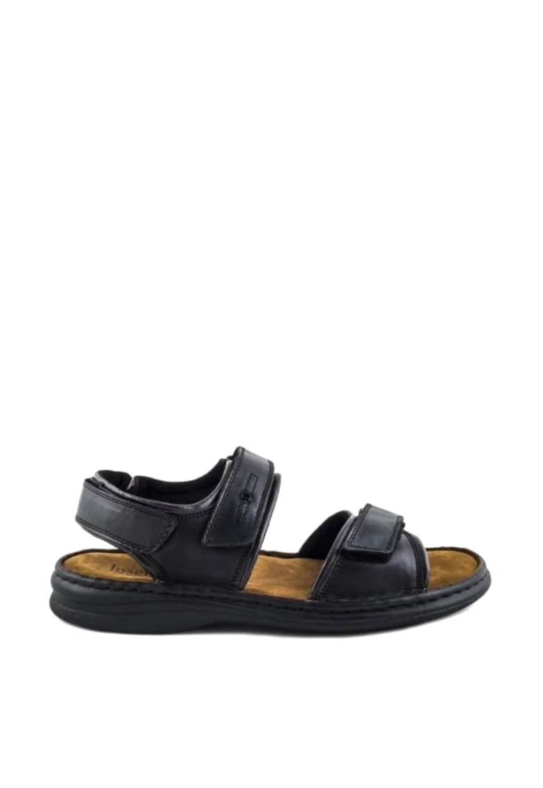 Sandale barbati,  piele naturala, fixare Velcro, negru