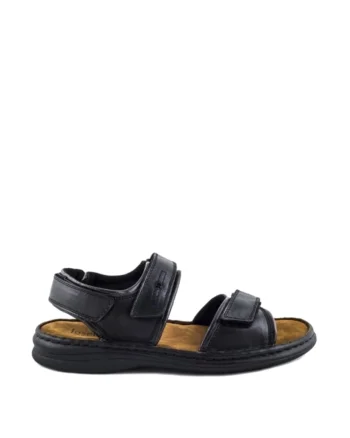 Sandale barbati,  piele naturala, fixare Velcro, negru