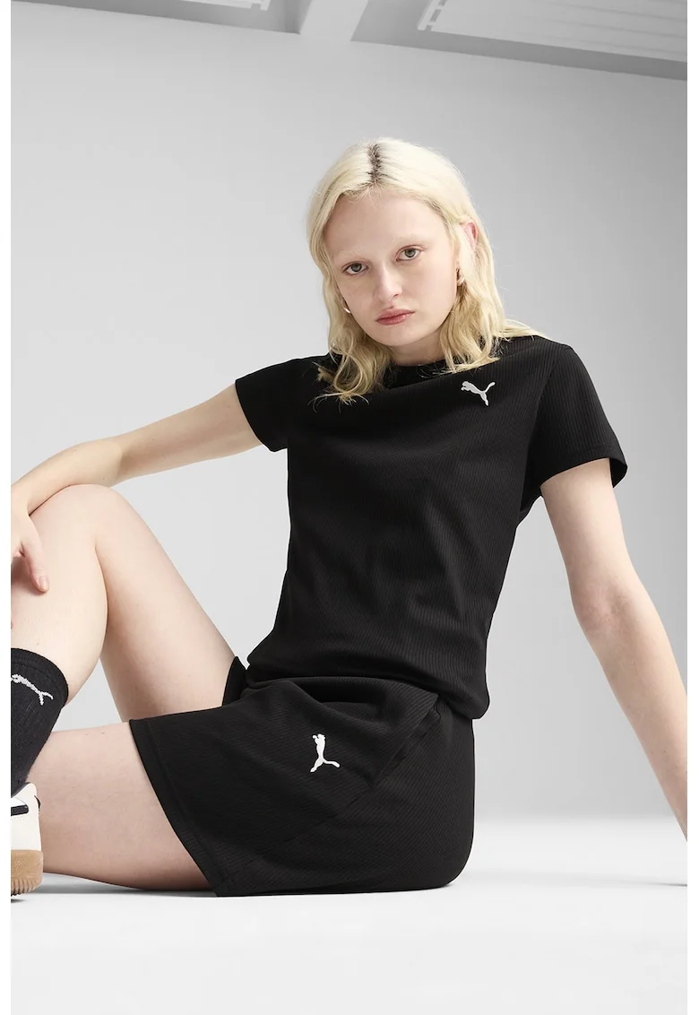 Tricou regular fit cu logo, Negru