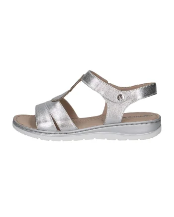 Sandale din piele cu inchidere velcro, Argintiu