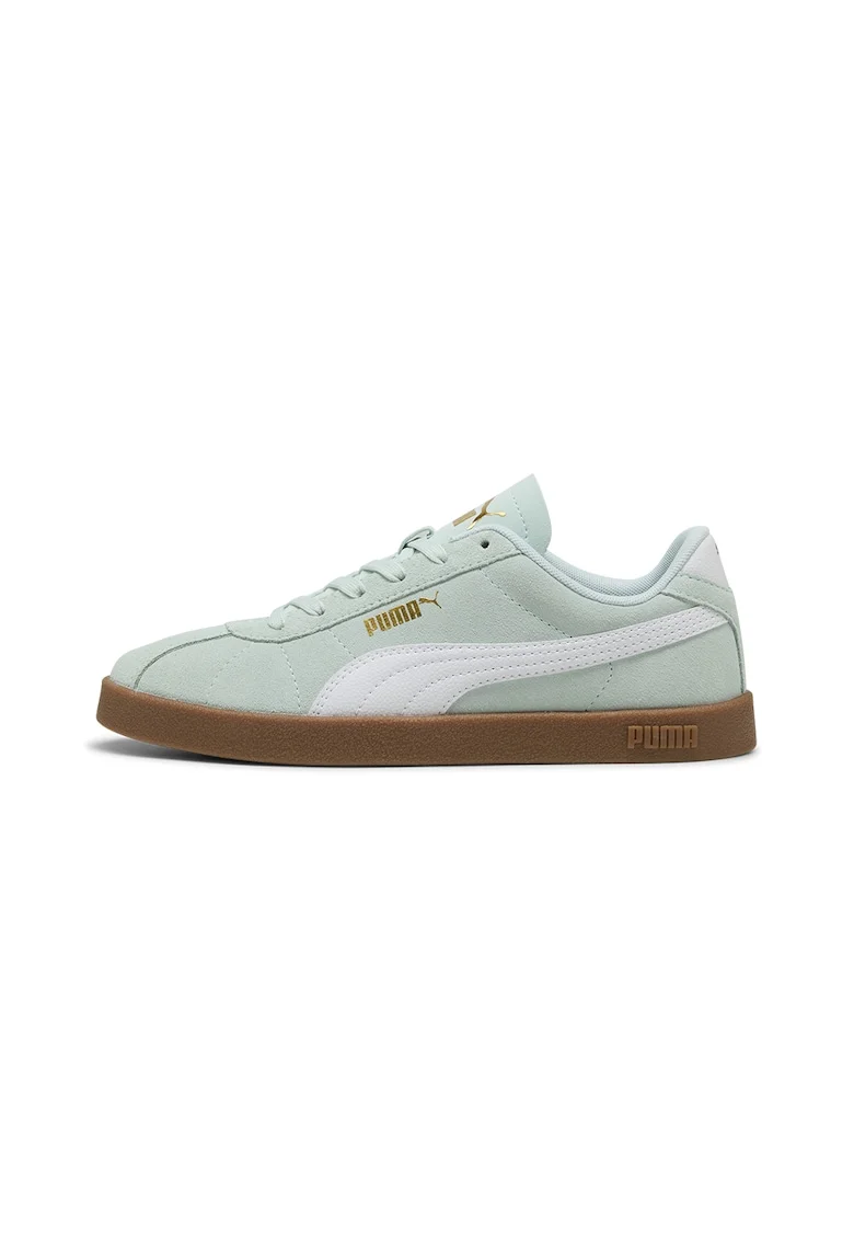 Pantofi sport Club II Intense unisex de piele intoarsa, Alb/Verde deschis