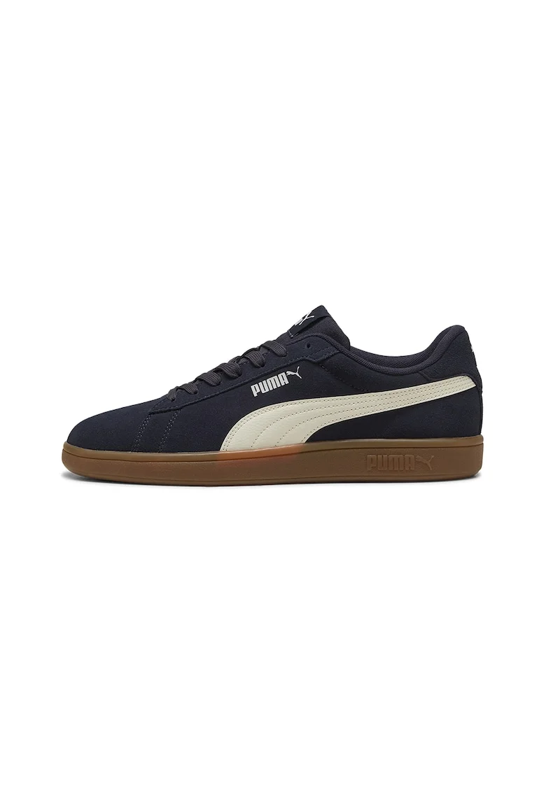 Pantofi sport Smash 3.0 de piele intoarsa cu insertii de piele, Alb/Bleumarin