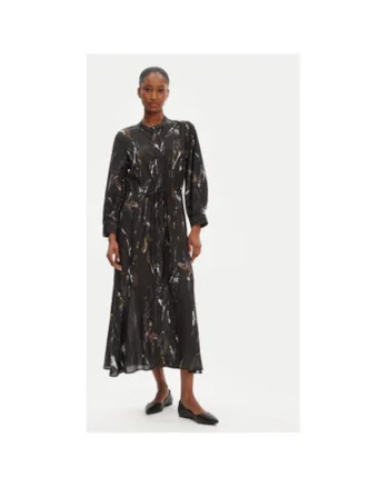 Camasa stil rochie dama  252132625220, Viscoza/Poliester, Negru, Negru