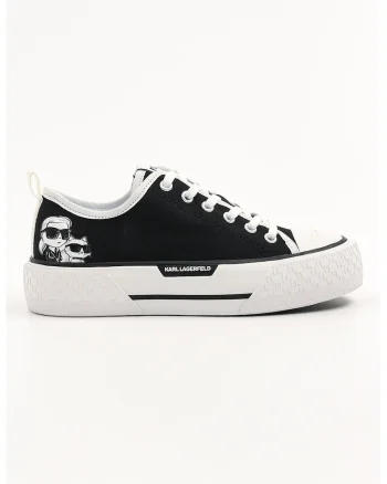 Tenisi flatform cu detalii monograma, Alb/Negru
