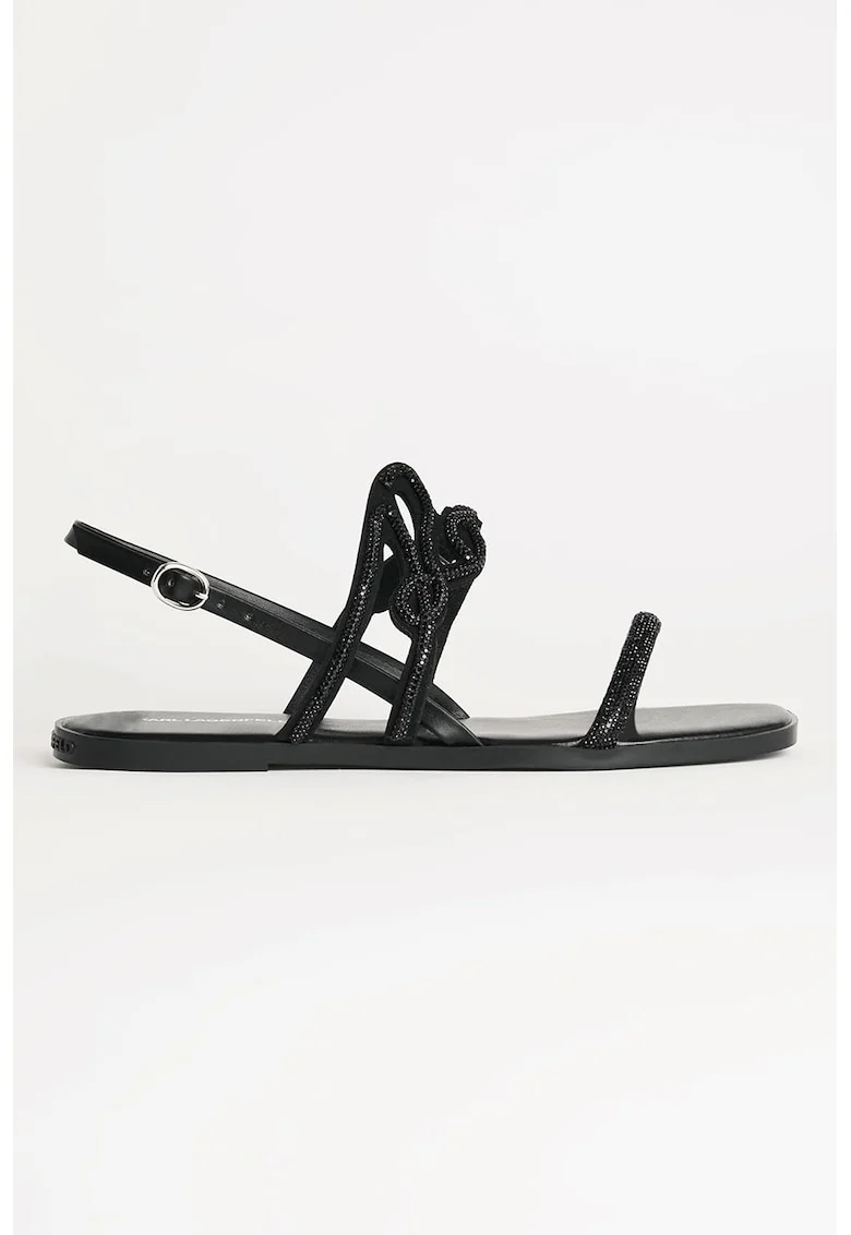 Sandale slingback cu strasuri, Negru