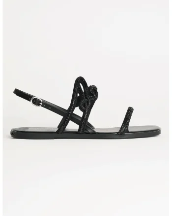 Sandale slingback cu strasuri, Negru