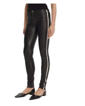 Pantaloni dama,  Piele naturala, Negru