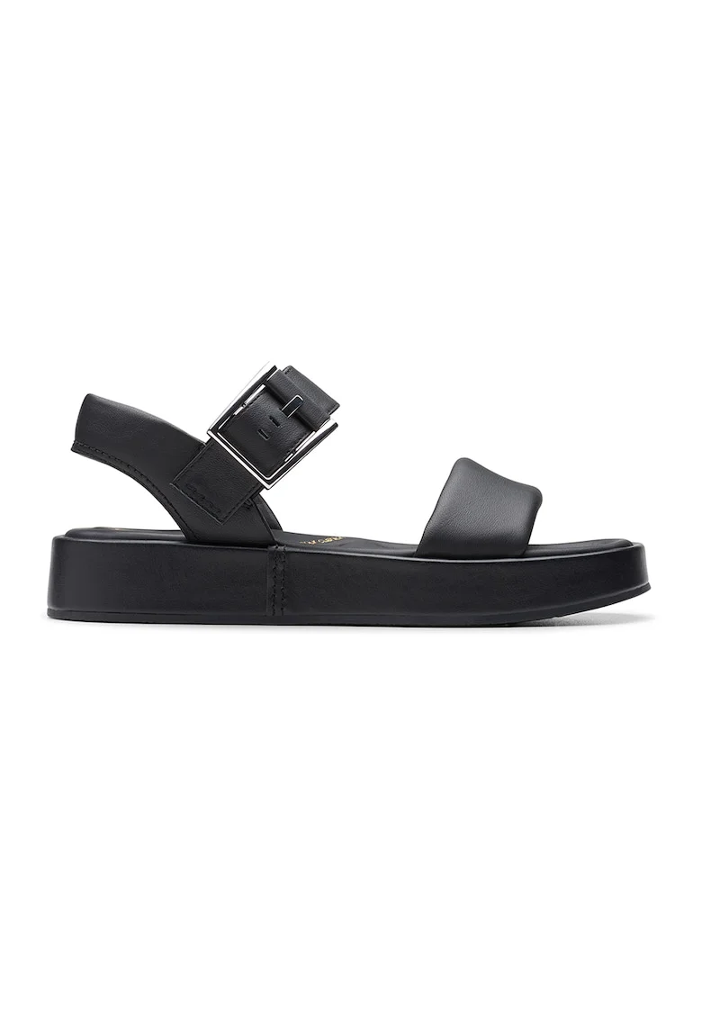 Sandale flatform de piele, Negru