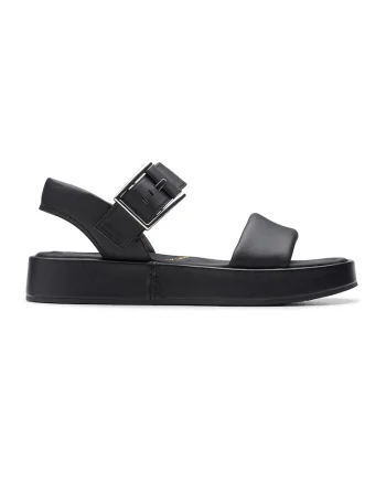 Sandale flatform de piele, Negru