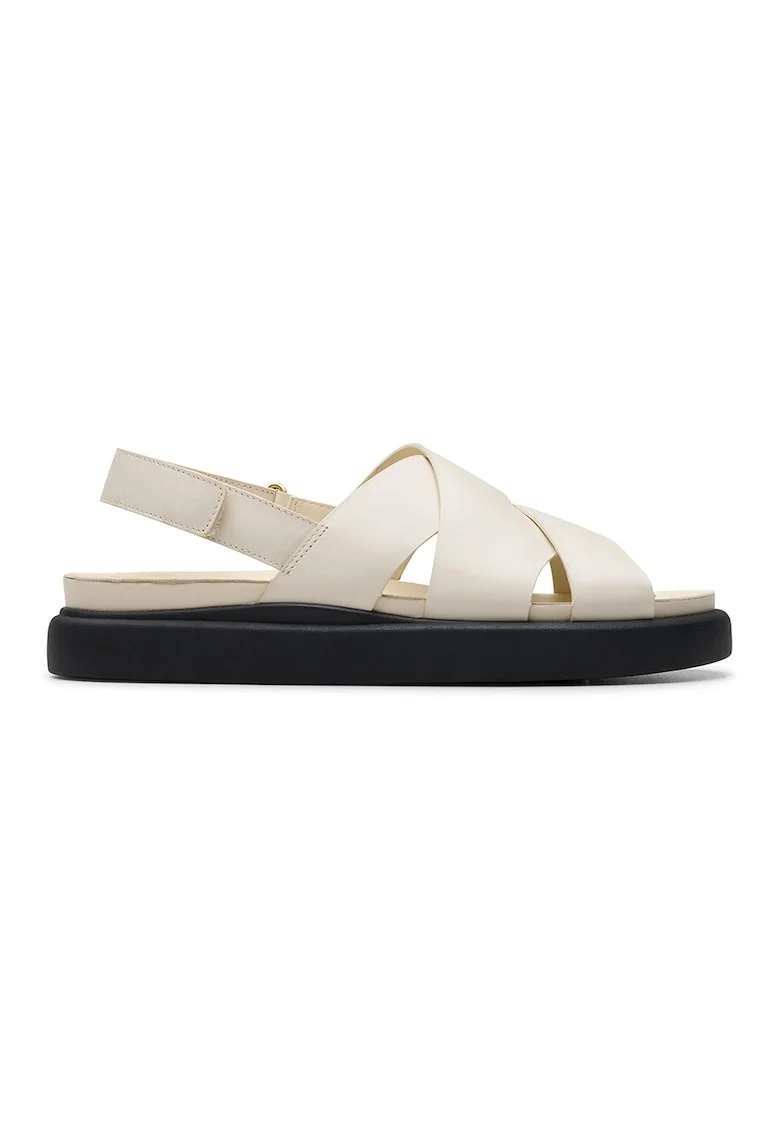Sandale de piele cu barete incrucisate Aristella, Crem