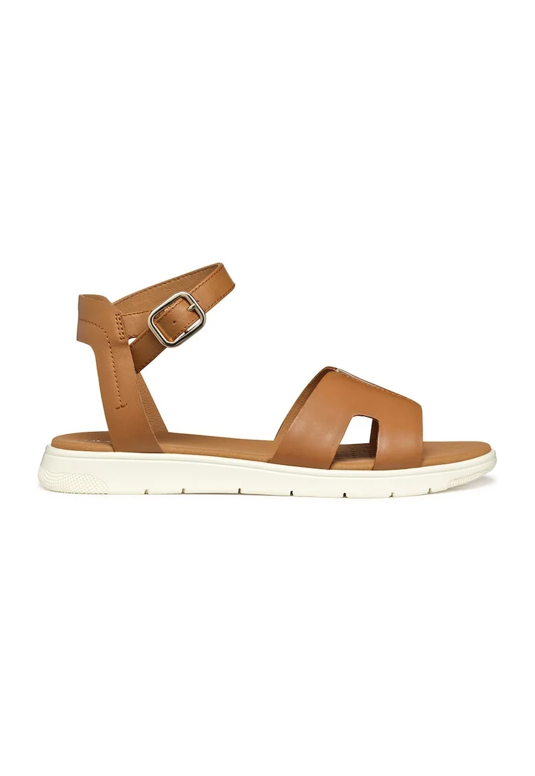 Sandale din piele si piele ecologica, Caramel