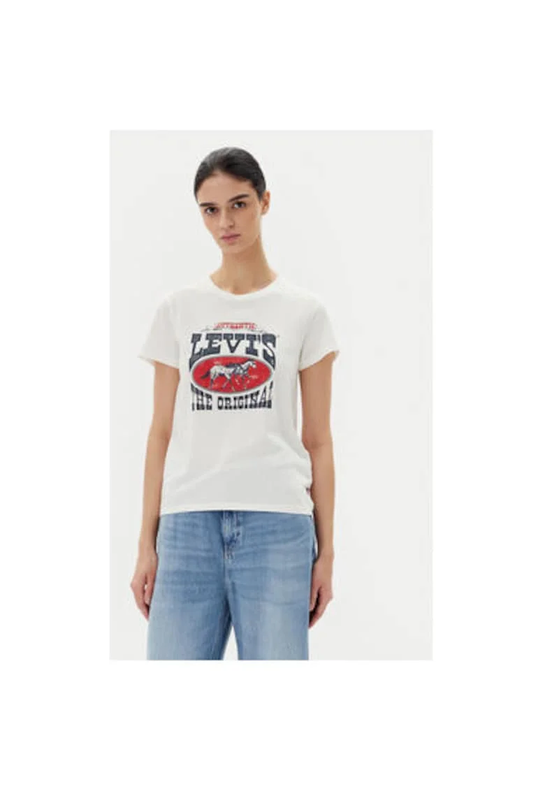 Tricou dama Levi S, 17369-3022, Bumbac, Alb, Alb