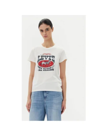Tricou dama Levi S, 17369-3022, Bumbac, Alb, Alb
