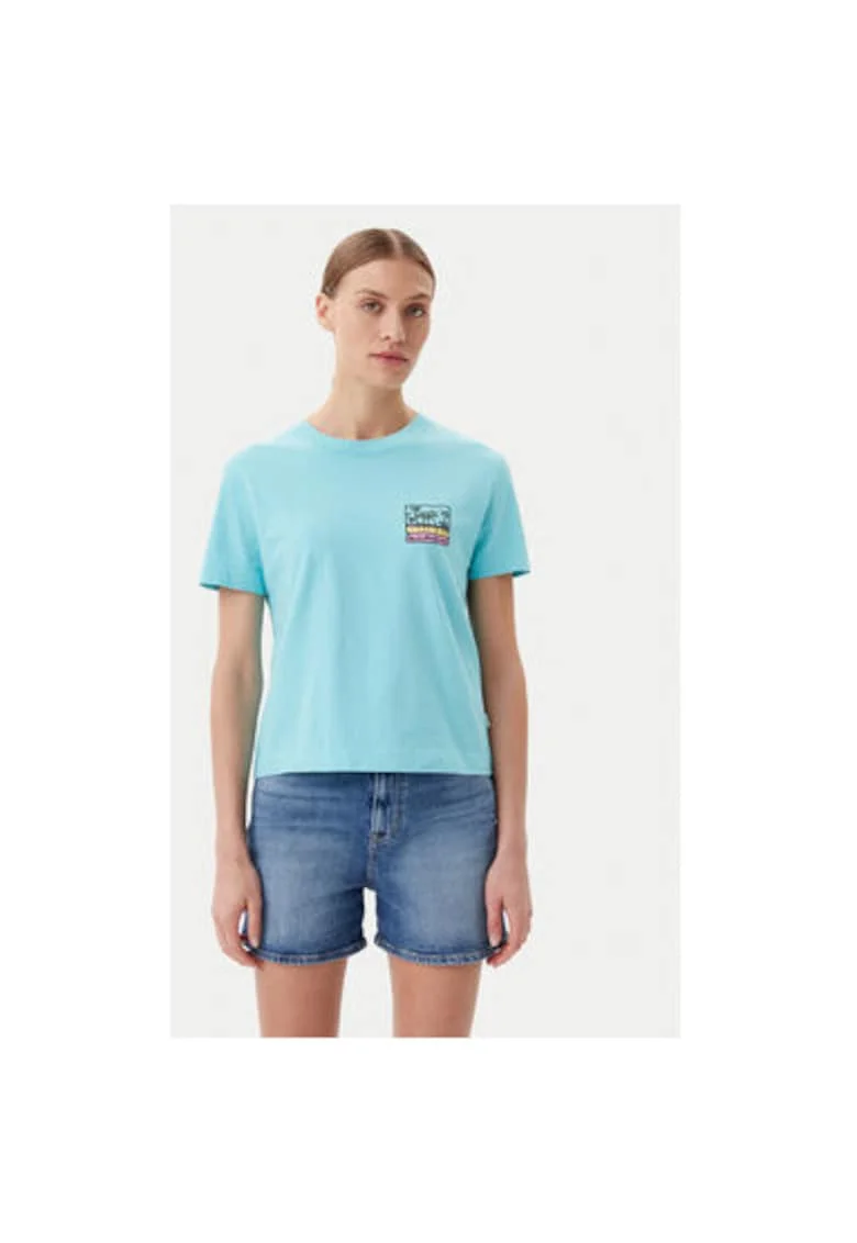 Tricou dama  EQWZT03181, Bumbac organic, Turcoaz, Turcoaz