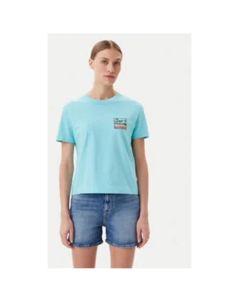 Tricou dama  EQWZT03181, Bumbac organic, Turcoaz, Turcoaz