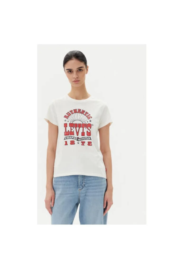 Tricou dama Levi S, 17369-3024, Bumbac, Alb, Alb