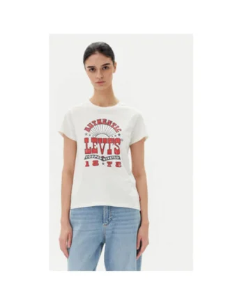 Tricou dama Levi S, 17369-3024, Bumbac, Alb, Alb