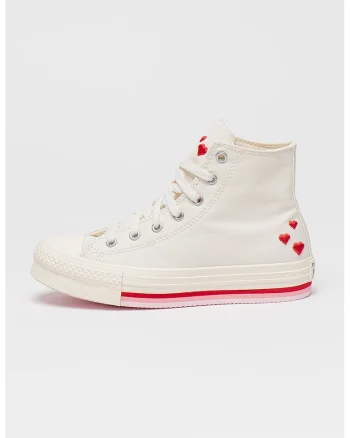 Pantofi sport cu talpa flatform si imprimeu Chuck Taylor All Star, Rosu/Alb/Roz