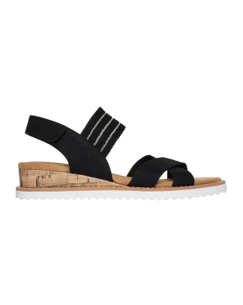 Sandale de piele ecologica cu velcro, Negru