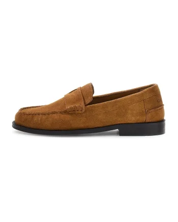 Pantofi loafer din piele intoarsa, Maro scortisoara