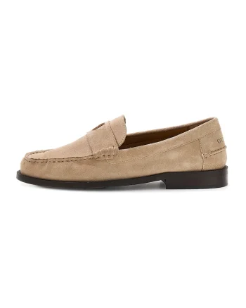 Pantofi loafer din piele intoarsa, Bej inchis