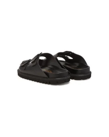 Slapi dama, G106277,  Piele naturala, Negru