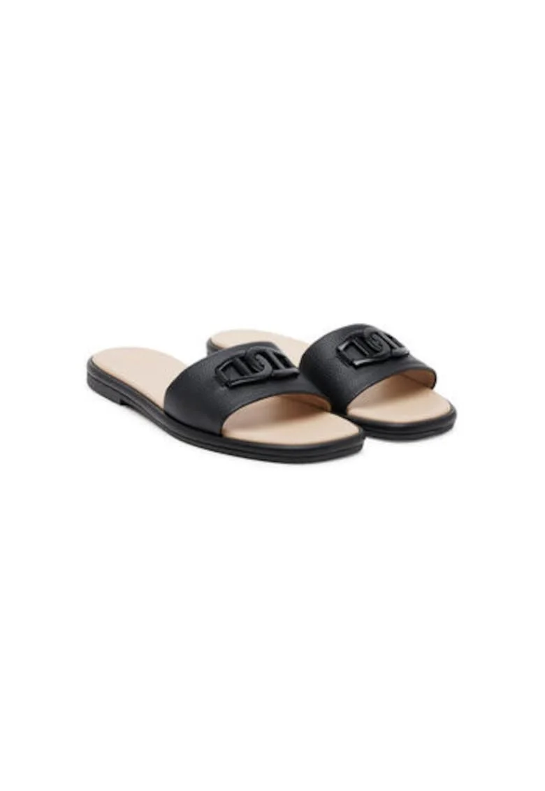 Slapi dama, 1251020,  Piele naturala, Negru, Negru