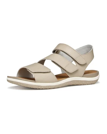 Sandale de piele ecologica cu velcro, Grej
