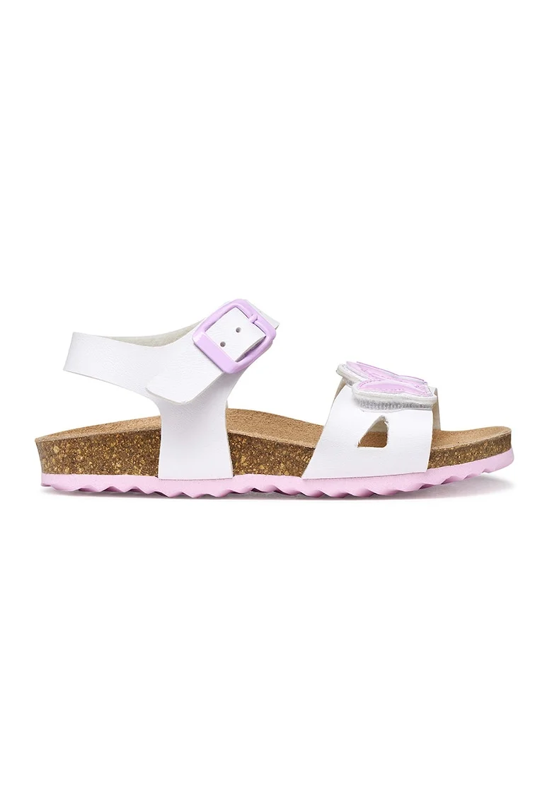 Sandale flatform cu catarama, Alb/Roz deschis