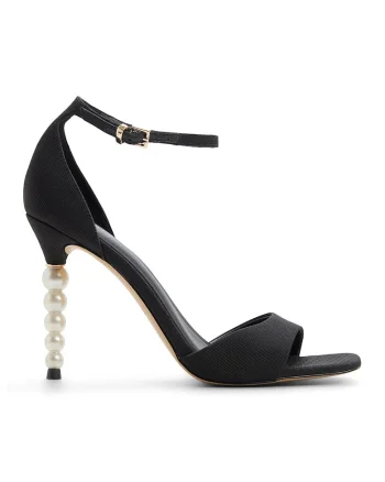 Sandale cu perle sintetice Pearletta, Negru