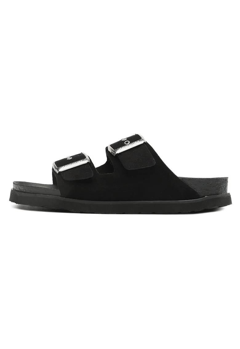 Slapi dama, G104349,  Piele naturala, Negru