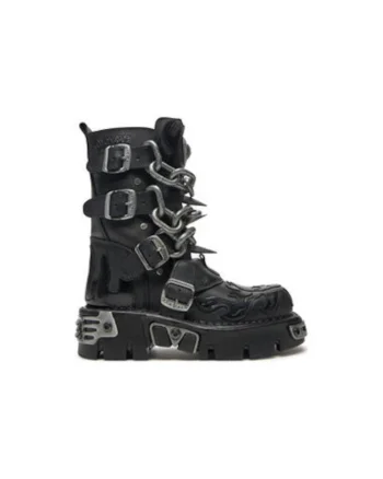 Bocanci Barbati  M-727-S5, Piele naturala, Negru