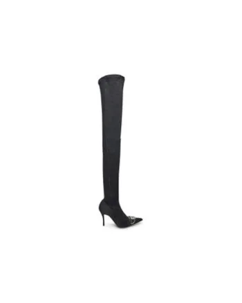 Cizme peste genunchi dama  Y03316P6901, Textil, Negru