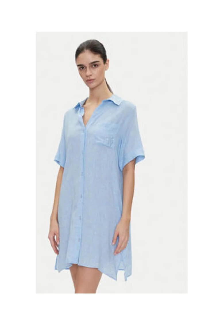 Camasa dama,  model YI30054 422 CHAMBRAY, albastru deschis, 55% viscoza, 45% in