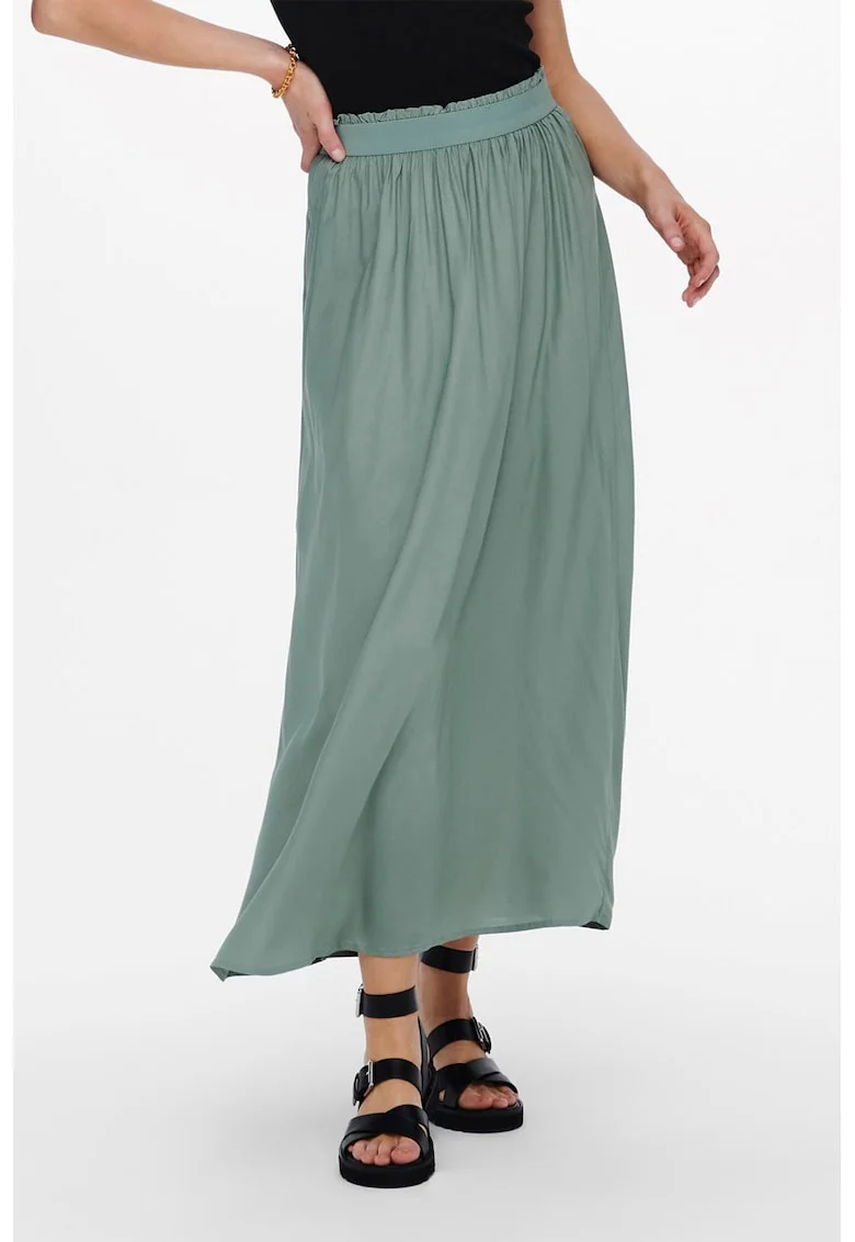 Fusta maxi cu talie elastica, Verde persan