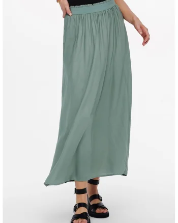 Fusta maxi cu talie elastica, Verde persan