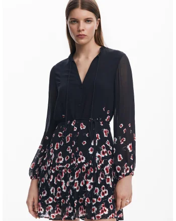 Rochie cu nasturi, Rosu/Alb/Negru