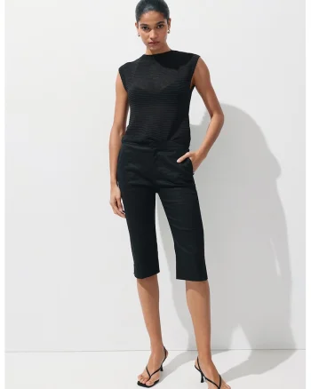 Pulover semi-transparent din amestec de bumbac, Negru