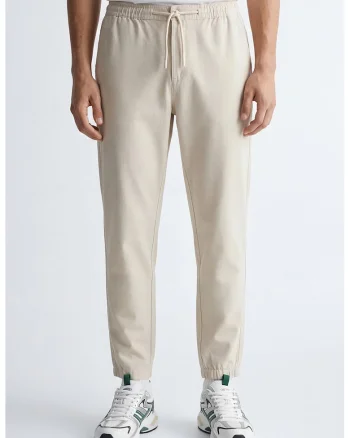 Pantaloni de bumbac cu snururi, Bej deschis