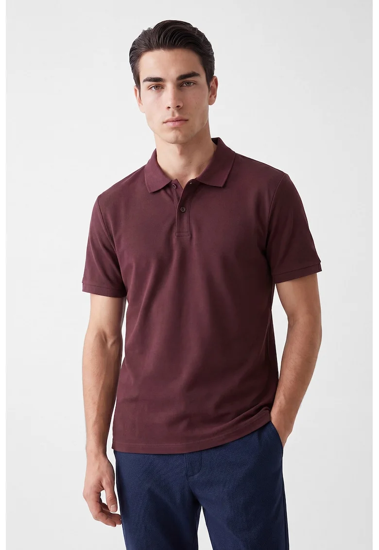 Tricou polo cu model uni, Violet pruna