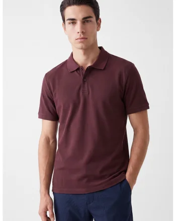Tricou polo cu model uni, Violet pruna